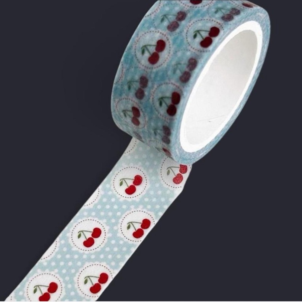Blue Polka-Dot Cherry Wash Tape